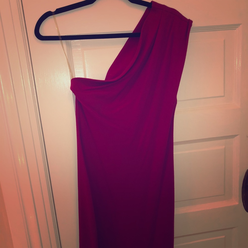 Magenta one shoulder dress